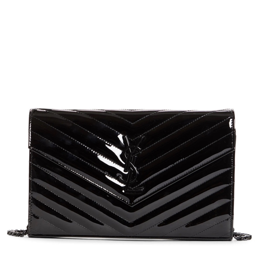 YSL Saint Laurent Patent Leather Wallet on Chain